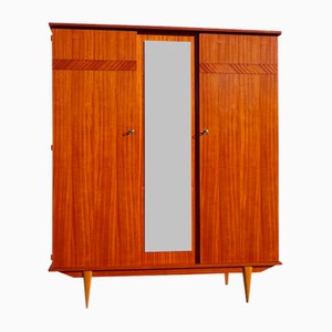 Vintage Wardrobe in Mahogany Veneer and Marquetry