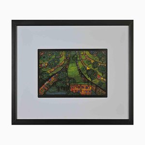 Friedensreich Hundertwasser, Landschaft, Siebdruck, 1990er