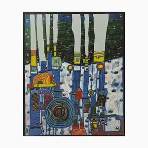 Friedensreich Hundertwasser, Landschaft, Siebdruck, 1980er