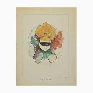Lithographie d'Après Odilon Redon, Anémone Humaine Fleurs, 1923