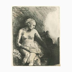 Charles Amand Durand after Rembrandt, Woman in the Bathroom I, Engraving, 19th Century