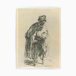 Charles Amand Durand dopo Rembrandt, mendicante con una gamba di legno, incisione dopo Rembrandt-19 ° secolo