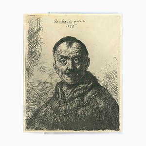 Charles Amand Durand después de Rembrandt, la primera cabeza oriental, grabado, del siglo XIX.