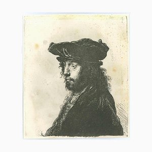 Charles Amand Durand después de Rembrandt, el cuarto jefe oriental, grabado, del siglo XIX.