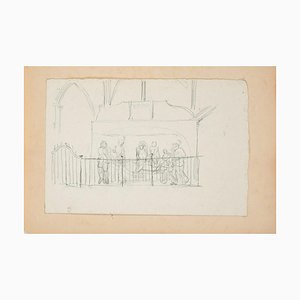 Lucien Alphonse Gros, Transport du Christ Mort, Dessin au Crayon, Fin des années 1800