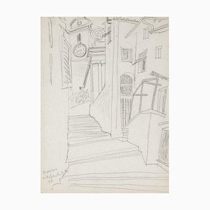 Unbekannt, Landschaft, Bleistift auf Papier, 1948