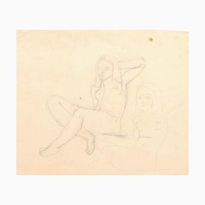 Jeanne Daour, Nude, Pencil on Paper, 20th Century