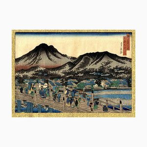 Hasegawa Sadanobu I, The Sanjo Bridge, Woodcut, 1858
