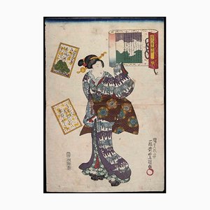 Utagawa Kunisada (Toyokuni III), Bijinga, grabado en madera, 1844