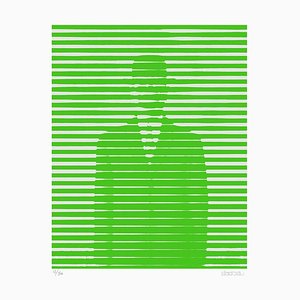 Dadodu, Green and Grey Lines, Giclée Print, 2016