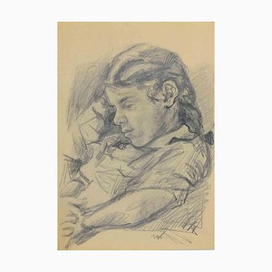 Mino Maccari, The Girl, Drawing, Mid 20th Century