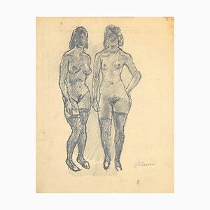 Mino Maccari, Nudes, Drawing, Mid 20th Century