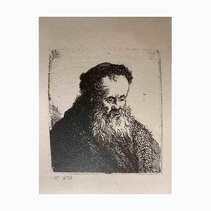 Charles Amand Durand nach Rembrandt, Büste eines alten Mannes mit wallendem Bart, Kupferstich, 19. Jh.