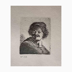 Charles Amand Durand nach Rembrandt, Selbstbildnis mit Mütze, lachend, Kupferstich, 19. Jh.
