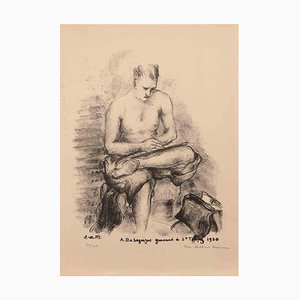 Luc-Albert Moreau, Man Sitting, Early 20th Century, Lithograph