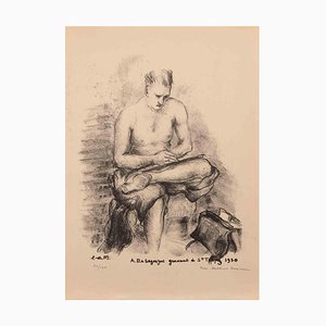 Luc-Albert Moreau, Uomo seduto, inizio XX secolo, Litografia