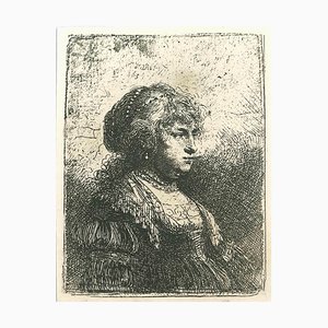 Charles Amand Durand después de Rembrandt, Saskia con la Perla, grabado, de finales del siglo XIX.