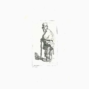 Charles Amand Durand d'après Rembrandt, Mendiant Appuyé sur un Bâton, 19e Siècle, Gravure