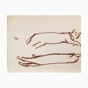 Reynold Arnould, Cats, 1970s, Drawing