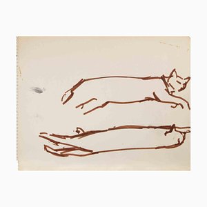 Reynold Arnould, Katzen, 1970er, Zeichnung