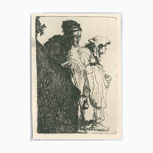 Charles Amand Durand dopo Rembrandt, mendicante e mendicante, secolo XIX, incisione