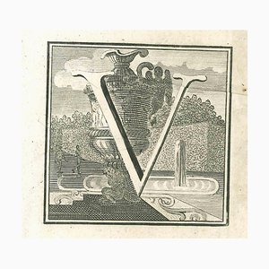Luigi Vanvitelli, Letra del alfabeto V, siglo XVIII, Grabado
