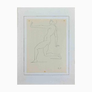 Georges-Henri Tribout, Posing Nude, 1950s, Crayon