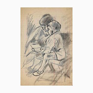 Mino Maccari, madre e hijo, mediados del siglo XX, dibujo