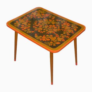 Russian Painting Chochloma Handicrafts Side Table, 1970s
