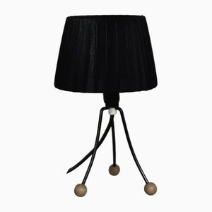 Mid-Century Polish Modern Small Table Lamp with Black Lampshade, 1960s