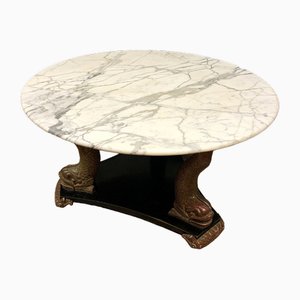 Monumental Table Empire with Stamped Dolphins in Gilded and Carved Wood, 1890s