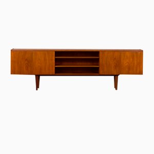 Low Danish Sideboard in Teak with Lighted Bar Cabinet attributed to Ib Kofod Larsen, Denmark, 1960s