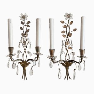 Wall Sconces with Floral Design from Maison Baguès, 1950s, Set of 2