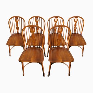 Mid-Century Oak Windsor Chairs, Set of 6