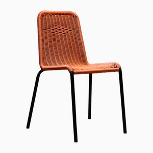 Orange Braided Plastic Cable Garden Chairs, Set of 3