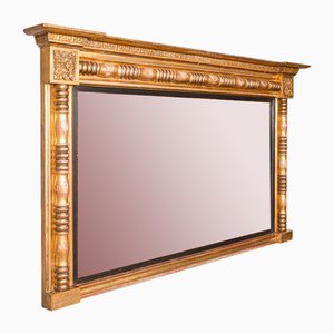 Espejo inglés antiguo grande de madera dorada, década de 1820