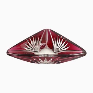 Jarrón Vide Poche de cristal rojo de Val Saint Lambert, Bélgica, años 60
