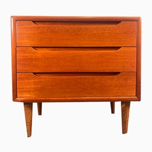 Danish Teak Compact Bedside Chest of Drawers, 1960s