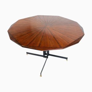 Table de Salle à Manger Ronde Mid-Century en Bois, Italie, 1960s