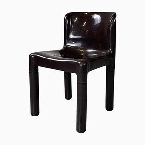 Sedia modello 4875 moderna in plastica marrone attribuita a Carlo Bartoli per Kartell, Italia, anni '70