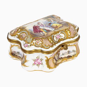 Large Antique French Sevres Porcelain Casket, 19th Century