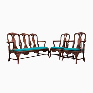 Mobilier de Salon Style Chippendale, Danemark, 1970s, Set de 3