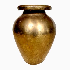 Large Italian Hand-Hammered Brass Vase attributed to Egidio Casagrande, 1950s