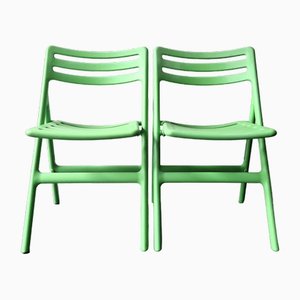 Green Folding Air Chairs by Jasper Morrison for Magis, Italy, 2000s, Set of 2