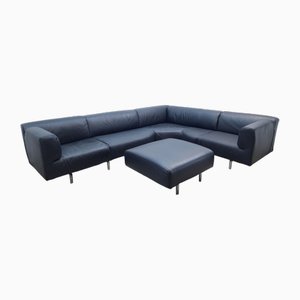 Set of Leather Sofa in Black by Piero Lissoni for Cassina, 1996