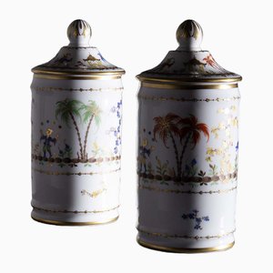 Porcelain Pharmacy Jars from Le Tallec, France, 1977, Set of 2