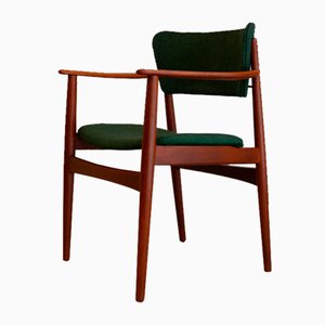 Danish Modern Teak Armchair with Green Wool Upholstery, 1960s