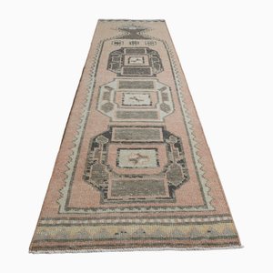 Tapis Vintage Fait Main en Laine avec Décor Rose, Beige et Marron, 1960s