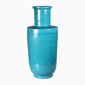 Vase Turquoise en Céramique, Italie, 1970s