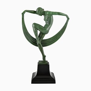 Scultura Art Deco Folie Nude Dancer di Denis per Max Le Verrier